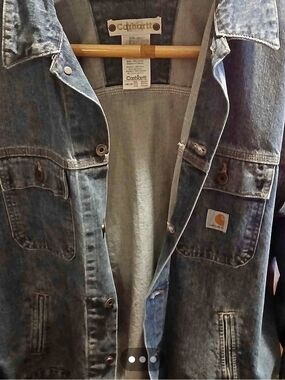 Carhartt Vintage Men's Denim Jacket 3XL Blue Button Closure Logo Accents Pockets